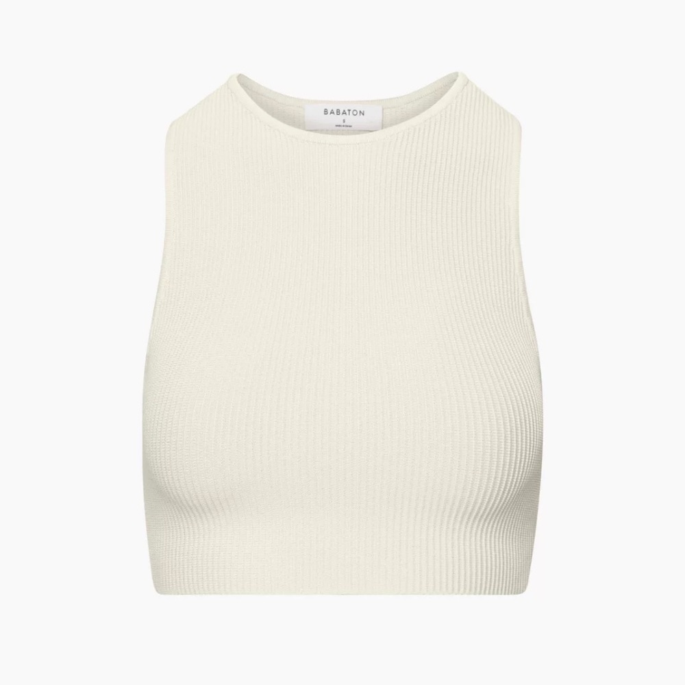 Aritzia Sculpt Knit Racer Cropped Tank in Mayte Pearl